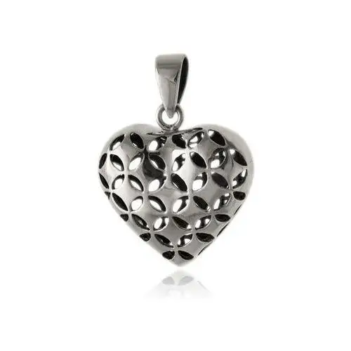 Elegancki srebrny wisior wisiorek duże ażurowe serce serduszko heart srebro 925, kolor szary