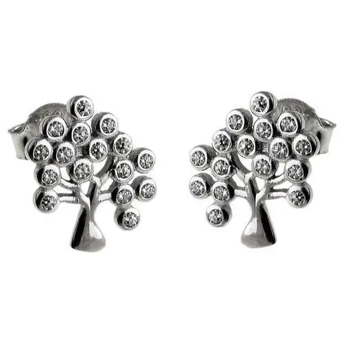 Eleganckie rodowane srebrne kolczyki celebrytki drzewo życia białe cyrkonie srebro 925 K1962