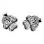 Eleganckie rodowane srebrne kolczyki celebrytki koniczynka lucky cyrkonie srebro 925, kolor szary Sklep