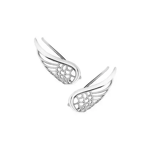 Eleganckie rodowane srebrne kolczyki nausznice skrzydła anioła skrzydełka wings srebro 925, kolor szary