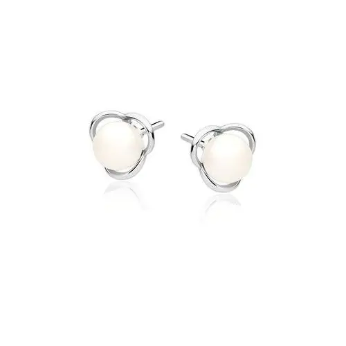 Eleganckie rodowane srebrne kolczyki perły perełki srebro 925, kolor szary