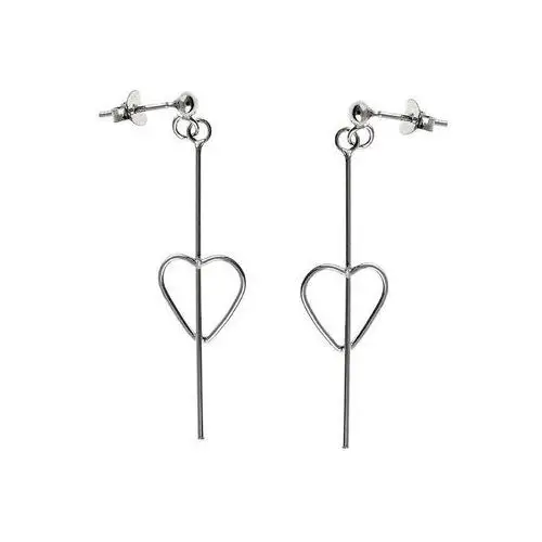 Eleganckie wiszące srebrne kolczyki celebrytki serca serduszka heart srebro 925, kolor szary