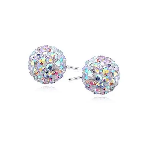 Kolczyki kulki kolorowe kryształki Swarovski multicolor 10mm shamballa discoball srebro 925