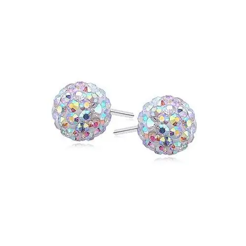 Valerio.pl Kolczyki kulki kolorowe kryształki swarovski multicolor 8mm shamballa discoball srebro 925 crh0007e8