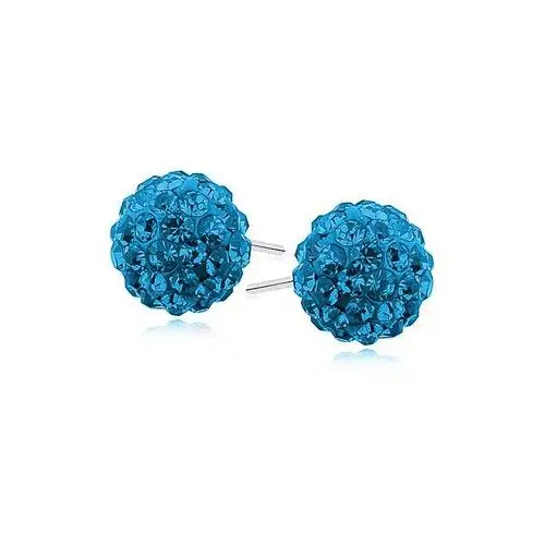 Valerio.pl Kolczyki kulki kryształki capri blue swarovski 10mm shamballa discoball srebro 925