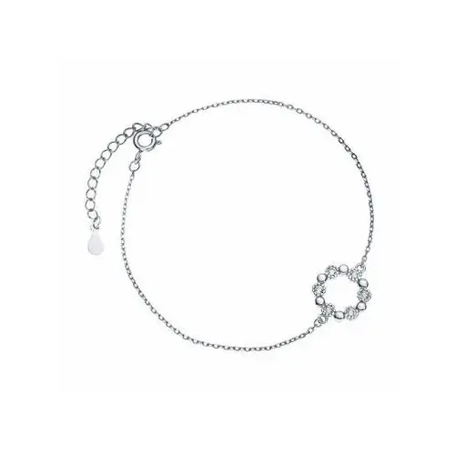 Rodowana srebrna bransoleta gwiazd celebrytka kółko circle ring cyrkonie srebro 925 Z1352BR_W, kolor szary