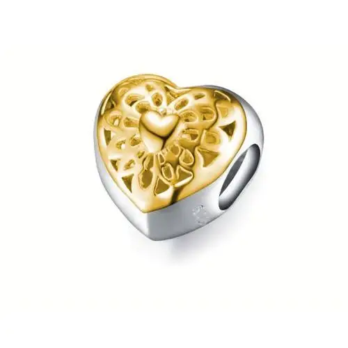 Rodowany pozłacany srebrny charms do pandora serce serduszko heart ażurowy wzór srebro 925, kolor szary