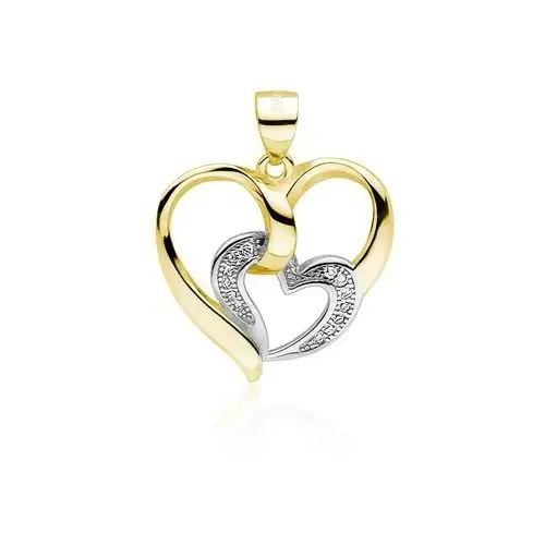 Rodowany pozłacany srebrny wisiorek serce serduszko heart cyrkonia cyrkonie srebro 925