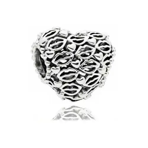 Rodowany srebrny charms do pandora ażurowe serce serduszko heart usta mouth srebro 925 qs0079ms Valerio.pl