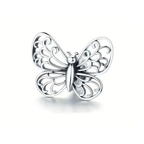 Valerio.pl Rodowany srebrny charms do pandora ażurowy motyl motylek butterfly srebro 925 bead143