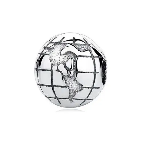 Rodowany srebrny charms do pandora blokada klips globus kula ziemska mapa świata book srebro 925 lock45 Valerio.pl