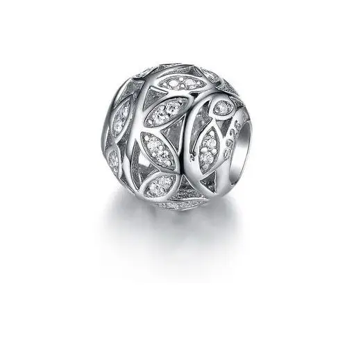 Rodowany srebrny charms do pandora gałązki listki białe cyrkonie srebro 925 gs026 Valerio.pl