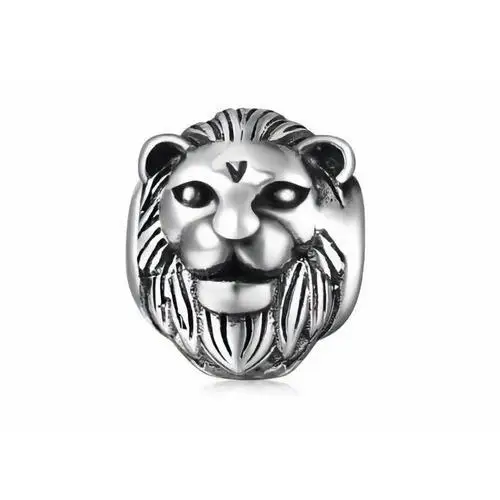 Rodowany srebrny charms do pandora głowa lwa lew lion srebro 925 NEW146, kolor szary