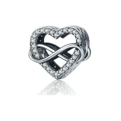 Rodowany srebrny charms do pandora nieskończona miłość serce heart infinity srebro 925