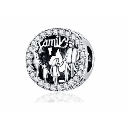 Rodowany srebrny charms do pandora szczęśliwa kochająca się rodzina happy family cyrkonie srebro 925 GS221
