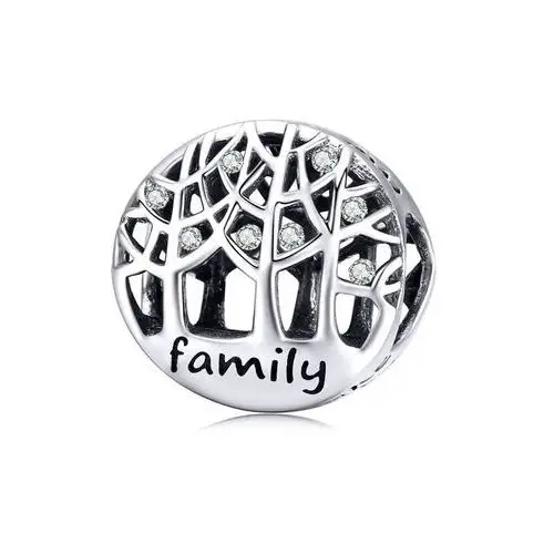 Rodowany srebrny charms do pandora szczęśliwa kochająca się rodzina happy family cyrkonie srebro 925
