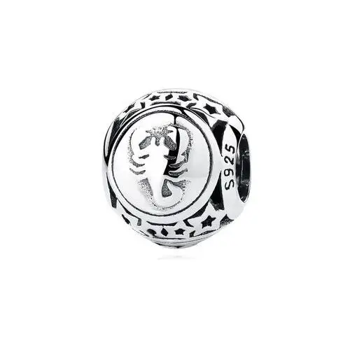 Rodowany srebrny charms do pandora znak zodiaku skorpion srebro 925 BEAD19, kolor szary