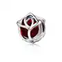 Rodowany srebrny charms pandora czerwona róża red rose cyrkonie srebro 925 BEAD088 Sklep