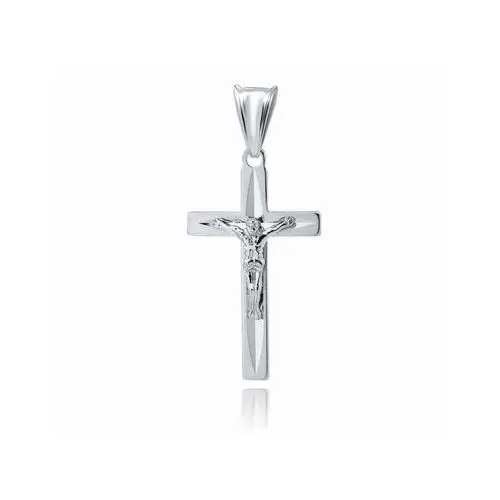 Rodowany srebrny diamentowany krzyżyk krzyż z wizerunkiem Chrystusa srebro 925