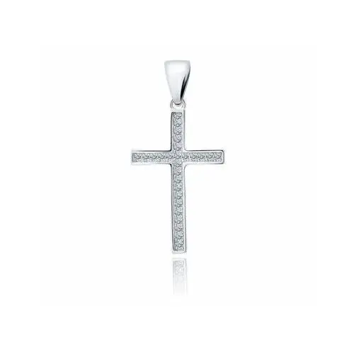 Rodowany srebrny krzyżyk krzyż cyrkonia cyrkonie srebro 925 Z1827CR