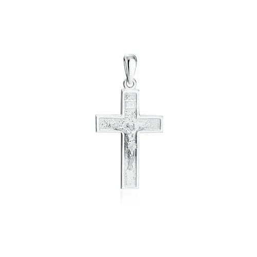 Valerio.pl Rodowany srebrny krzyżyk krzyż diamentowany wizerunek jezusa chrystusa srebro 925 ks0263r