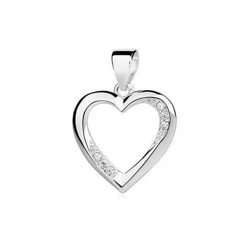 Rodowany srebrny wisiorek serce cyrkonia cyrkonie srebro 925 Z0832C