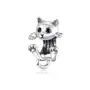 Rodowany srebrny wiszący charms do pandora bawiący się kotek kot cat mruczek pupil srebro 925, kolor szary Sklep