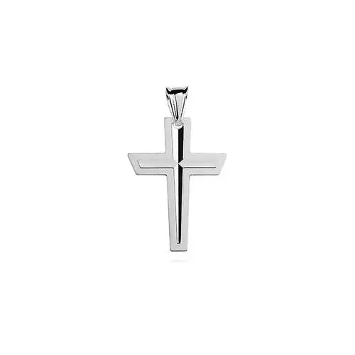 Srebrny rodowany dwustronny krzyżyk krzyż diamentowany srebro 925 KD009