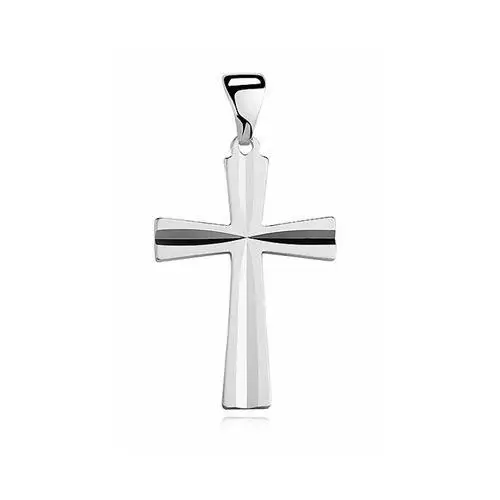 Srebrny rodowany krzyżyk krzyż diamentowany srebro 925, kolor szary