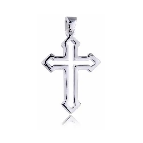 Srebrny rodowany krzyżyk krzyż gładki polerowany połysk srebro 925 KKS0016