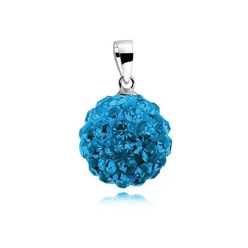 Wisiorek kulka kryształki capri blue Swarovski 12mm shamballa discoball srebro 925, kolor niebieski