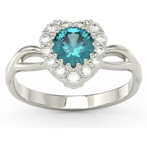Elegancki pierścionek - serce z białego złota z zirconem i diamentami ap-77b Węc - twój jubiler