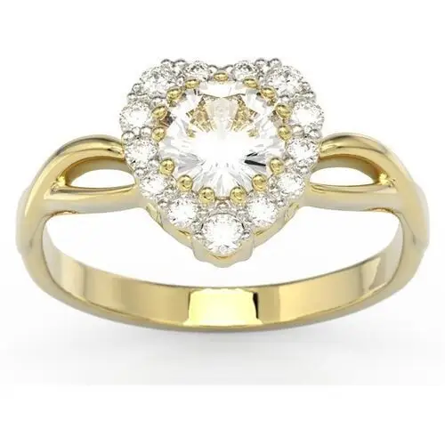Magiczny Pierścionek w kształcie serca z żółtego złota z zirconem i diamentami AP-77Z
