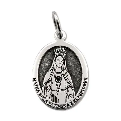 Medalik srebrny z wizerunkiem matki bożej fatimskiej z krzeptówek med-mbfk-01