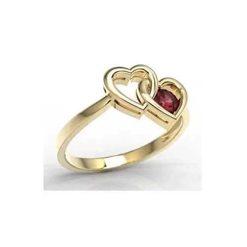 Pierścionek w kształcie dwóch serc z żółtego złota z rubinem lp-52z Węc - twój jubiler
