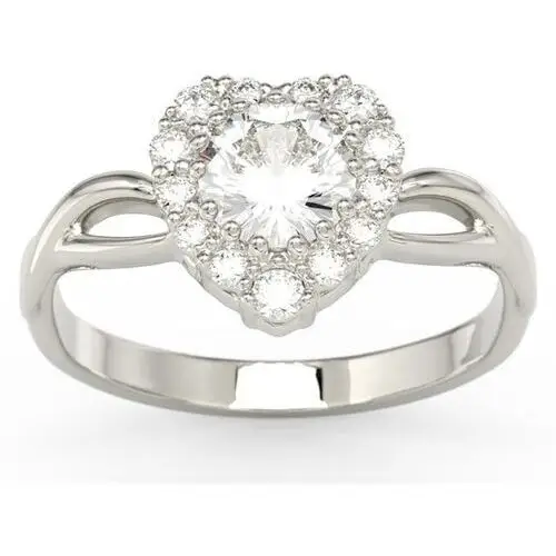 Węc - twój jubiler Pierścionek w kształcie serca z białego złota z zirconem i diamentami ap-77b