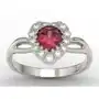 Pierścionek w kształcie serca z białego złota z rubinem i diamentami AP-77B, kolor czerwony Sklep