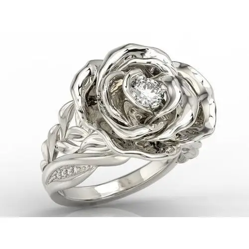 Pierścionek z białego złota w kształcie róży z diamentami ap-95b Węc - twój jubiler