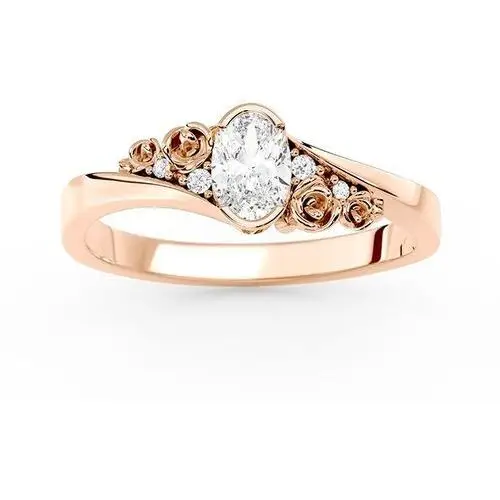 Węc - twój jubiler Pierścionek z różowego złota ap-39p z białym szafirem i diamentami 0,03 ct
