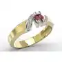 Pierścionek z żółtego i białego złota z rubinem i diamentami JP-66ZB, kolor czerwony Sklep