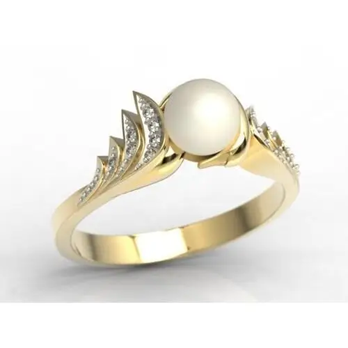 Pierścionek z żółtego złota z perłą i diamentami jp-94z-r Węc - twój jubiler
