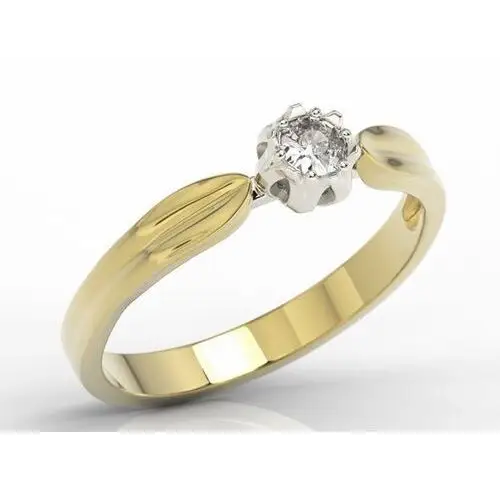 Pierścionek zaręczynowy w kształcie konwalii ap-4012zb z żółtego i białego złota z brylantem. Węc - twój jubiler