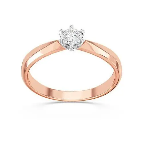 Węc - twój jubiler Pierścionek zaręczynowy z białego i różowego złota z cyrkonią, model ap-3620pb