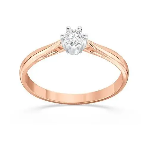 Węc - twój jubiler Pierścionek zaręczynowy z różowego i białego złota z brylantem ap-6610pb, f/vs