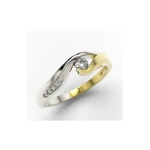 Pierścionek zaręczynowy z żółtego i białego złota z diamentami 0,14 ct wzór lp-7814zb Węc - twój jubiler