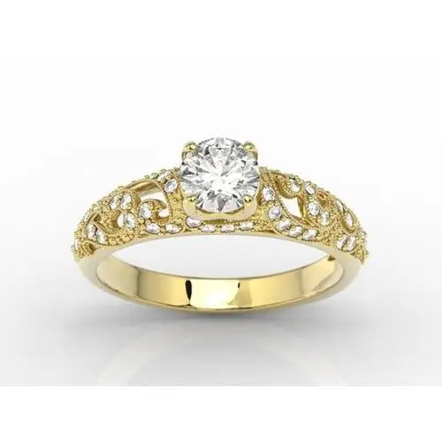 Pierścionek zaręczynowy z żółtego złota z białym topazem swarovski i diamentami bp-50z Węc - twój jubiler