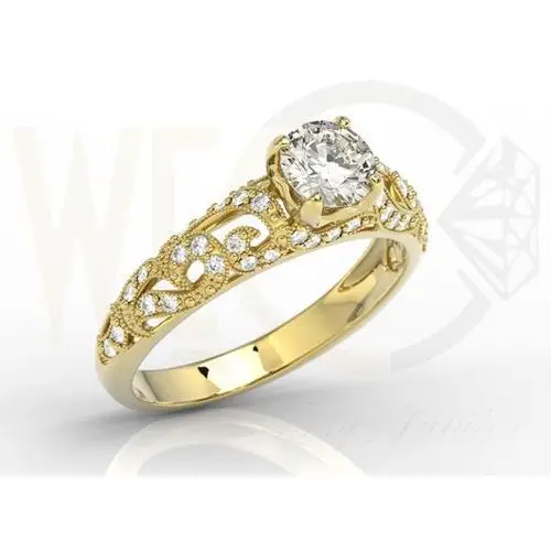 Pierścionek zaręczynowy z żółtego złota z białym topazem swarovski i diamentami bp-50z Węc - twój jubiler 2