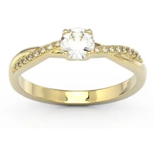 Węc - twój jubiler Jedyny w swoim rodzaju pierścionek z żółtego złota z zirconem i brylantami bp-66z