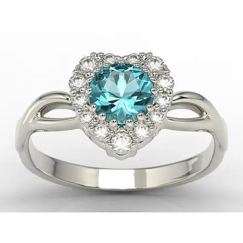 Węc - twój jubiler Pierścionek w kształcie serca z topazem swarovski blue i diamentami ap-77b