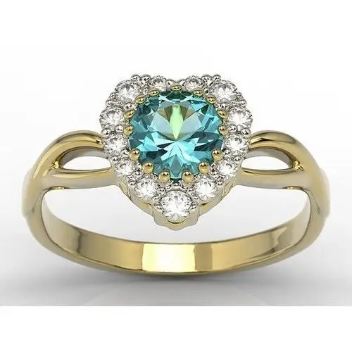 Węc - twój jubiler Pierścionek w kształcie serca z topazem swarovski blue i diamentami ap-77z